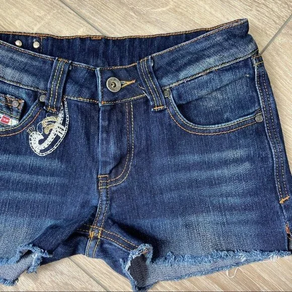 Diesel Embroidered Distressed Jean Shorts - Picture 3 of 10